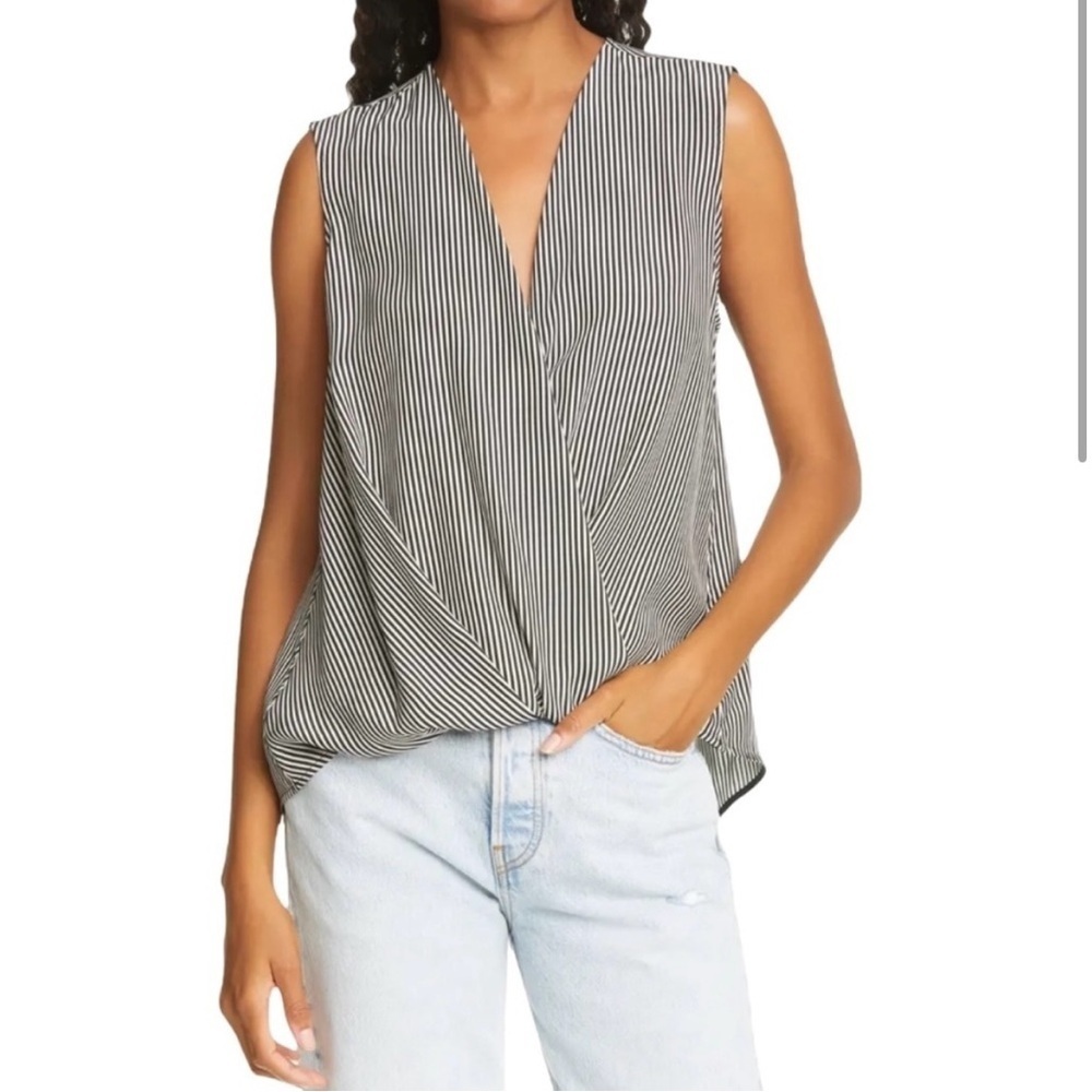 rag & bone Victor Silk Striped Sleeveless Blouse